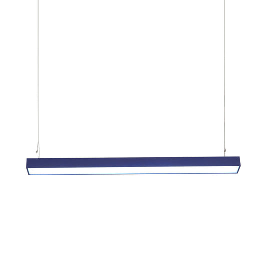 Yellow/Green/Blue Rectangular Linear Pendant Lighting Minimal Led Metal Hanging Lamp for Office Clearhalo 'Ceiling Lights' 'Modern Pendants' 'Modern' 'Pendant Lights' 'Pendants' Lighting' 244665