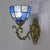 Grid Glass Bowl Wall Sconce Lamp Tiffany Vintage 1 Light Wall Lighting in Clear/Blue for Bedroom Blue Clearhalo 'Industrial' 'Middle century wall lights' 'Tiffany wall lights' 'Tiffany' 'Wall Lamps & Sconces' 'Wall Lights' Lighting' 24468