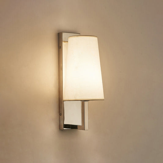 LED Tapered Wall Mounted Lighting Modernism Fabric Sconce Light in Chrome with Round/Rectangle Canopy Chrome Rectangle Clearhalo 'Modern wall lights' 'Modern' 'Wall Lamps & Sconces' 'Wall Lights' Lighting' 244712