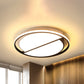 2 Semicircular Flush Mount Lamp Contemporary Metal Black/Black and White LED Ceiling Mounted Fixture for Bedroom in Warm/White, 16.5"/20.5"/24.5" W Clearhalo 'Ceiling Lights' 'Close To Ceiling Lights' 'Close to ceiling' 'Flush mount' Lighting' 244851