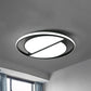 2 Semicircular Flush Mount Lamp Contemporary Metal Black/Black and White LED Ceiling Mounted Fixture for Bedroom in Warm/White, 16.5"/20.5"/24.5" W Clearhalo 'Ceiling Lights' 'Close To Ceiling Lights' 'Close to ceiling' 'Flush mount' Lighting' 244854