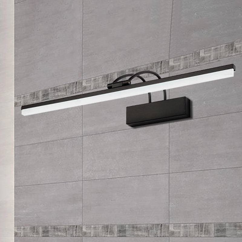 Modernist Slim Acrylic Vanity Lighting Fixture 16"/20" W LED Wall Mount Light in Black for Bathroom, Warm/White Light Black Clearhalo 'Cast Iron' 'Glass' 'Industrial' 'Modern wall lights' 'Modern' 'Tiffany' 'Traditional wall lights' 'Vanity Lights' 'Wall Lights' Lighting' 244863
