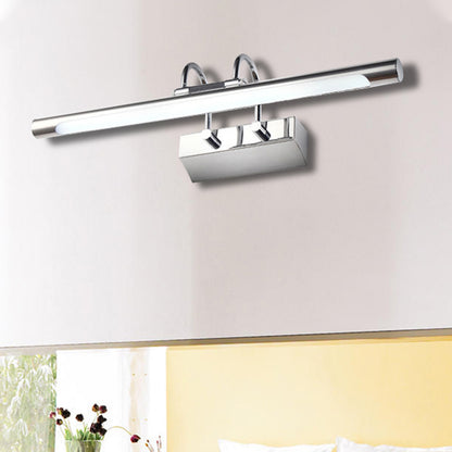 18"/22" W Cylindrical Wall Lamp Contemporary Style Acrylic and Metal LED Nickel Finish Vanity Light in Warm/White Light Nickel Clearhalo 'Cast Iron' 'Glass' 'Industrial' 'Modern wall lights' 'Modern' 'Tiffany' 'Traditional wall lights' 'Vanity Lights' 'Wall Lights' Lighting' 244878