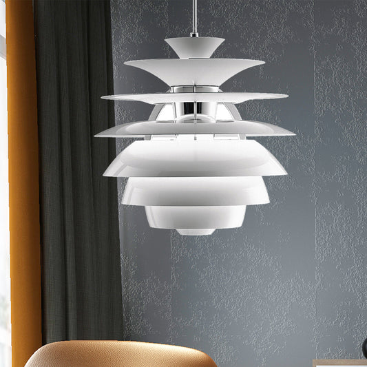 Tiered Ceiling Hanging Light with Pinecone Shade Nordic Aluminum 1 Light Dining Room Pendant Lamp in White White Clearhalo 'Ceiling Lights' 'Modern Pendants' 'Modern' 'Pendant Lights' 'Pendants' Lighting' 244900