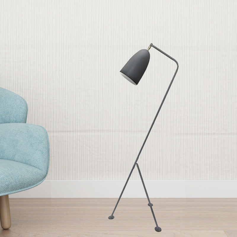 Tripod Floor Light with Bell Shade Modern Style Metallic 1 Light Black/White Floor Lamp for Bedroom Clearhalo 'Floor Lamps' 'Lamps' Lighting' 244931