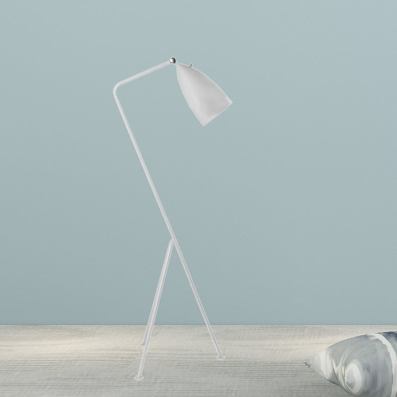 Tripod Floor Light with Bell Shade Modern Style Metallic 1 Light Black/White Floor Lamp for Bedroom White Clearhalo 'Floor Lamps' 'Lamps' Lighting' 244932