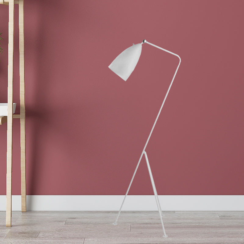 Tripod Floor Light with Bell Shade Modern Style Metallic 1 Light Black/White Floor Lamp for Bedroom Clearhalo 'Floor Lamps' 'Lamps' Lighting' 244933