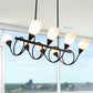 Black Cup Shape Chandelier Light Vintage 6/8/10 Lights White Glass Led Pendant Lamp Kit with Linear Design 8 Black Clearhalo 'Ceiling Lights' 'Chandeliers' 'Modern Chandeliers' 'Modern' Lighting' 244976
