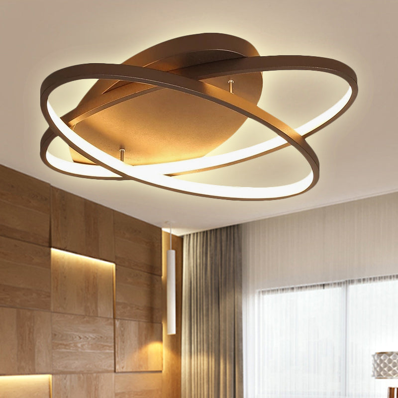 21"/29.5"/34" Wide Black/Brown Overlapped Ceiling Lamp Contemporary LED Acrylic Flush Mount Light in Warm/White Light Brown Clearhalo 'Ceiling Lights' 'Close To Ceiling Lights' 'Close to ceiling' 'Flush mount' Lighting' 245014