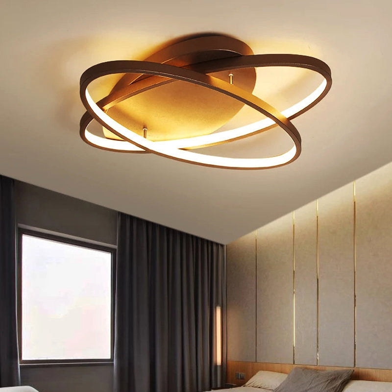 21"/29.5"/34" Wide Black/Brown Overlapped Ceiling Lamp Contemporary LED Acrylic Flush Mount Light in Warm/White Light Clearhalo 'Ceiling Lights' 'Close To Ceiling Lights' 'Close to ceiling' 'Flush mount' Lighting' 245015