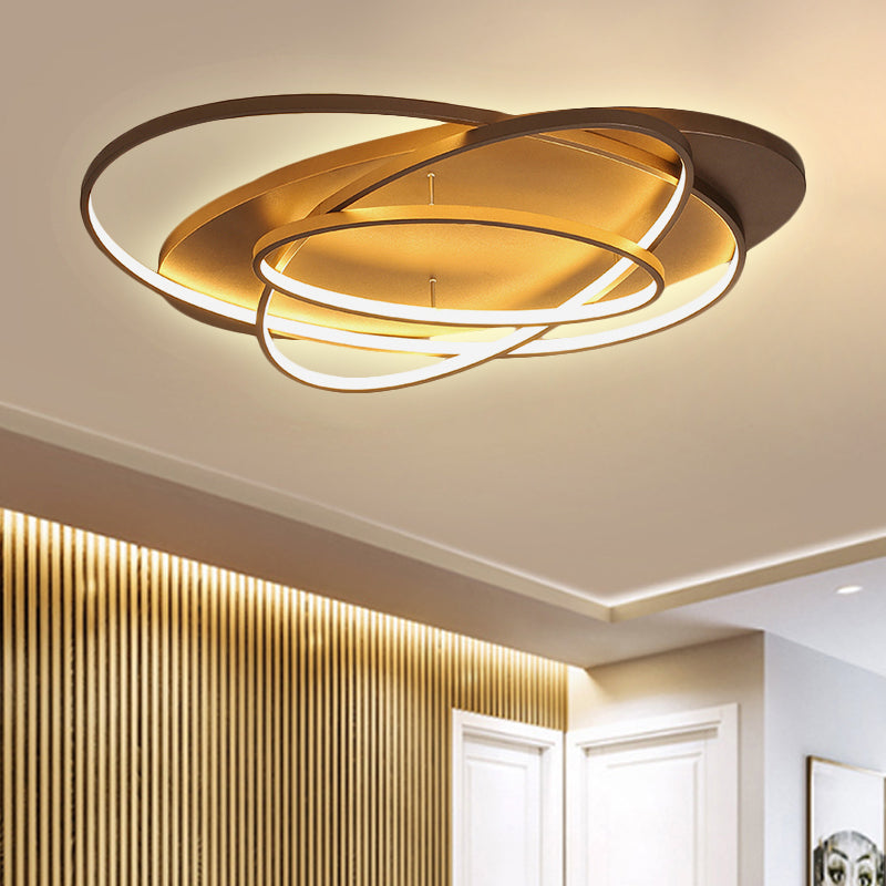 21"/29.5"/34" Wide Black/Brown Overlapped Ceiling Lamp Contemporary LED Acrylic Flush Mount Light in Warm/White Light Clearhalo 'Ceiling Lights' 'Close To Ceiling Lights' 'Close to ceiling' 'Flush mount' Lighting' 245017
