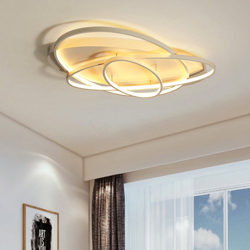 21"/29.5"/34" Wide Black/Brown Overlapped Ceiling Lamp Contemporary LED Acrylic Flush Mount Light in Warm/White Light Clearhalo 'Ceiling Lights' 'Close To Ceiling Lights' 'Close to ceiling' 'Flush mount' Lighting' 245021