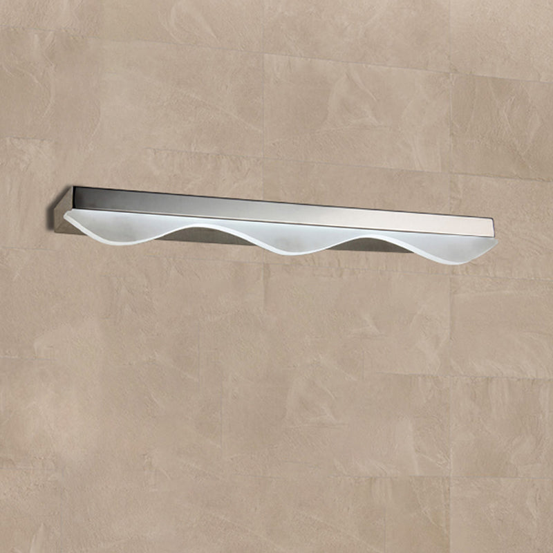 Linear Vanity Lighting Modernism Metal LED Stainless Steel Wall Mount Light with Acrylic Wave Shade, 17"/21" Width Stainless-Steel Clearhalo 'Cast Iron' 'Glass' 'Industrial' 'Modern wall lights' 'Modern' 'Tiffany' 'Traditional wall lights' 'Vanity Lights' 'Wall Lights' Lighting' 245096