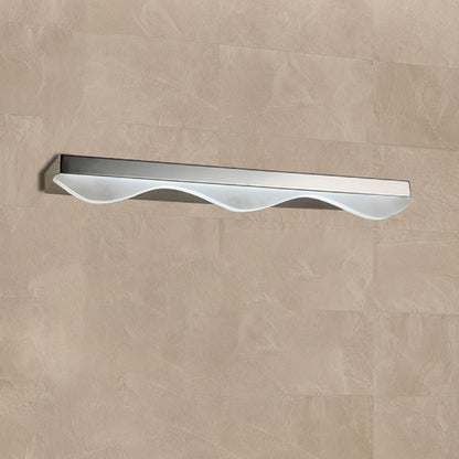 Linear Vanity Lighting Modernism Metal LED Stainless Steel Wall Mount Light with Acrylic Wave Shade, 17"/21" Width Stainless-Steel Clearhalo 'Cast Iron' 'Glass' 'Industrial' 'Modern wall lights' 'Modern' 'Tiffany' 'Traditional wall lights' 'Vanity Lights' 'Wall Lights' Lighting' 245096