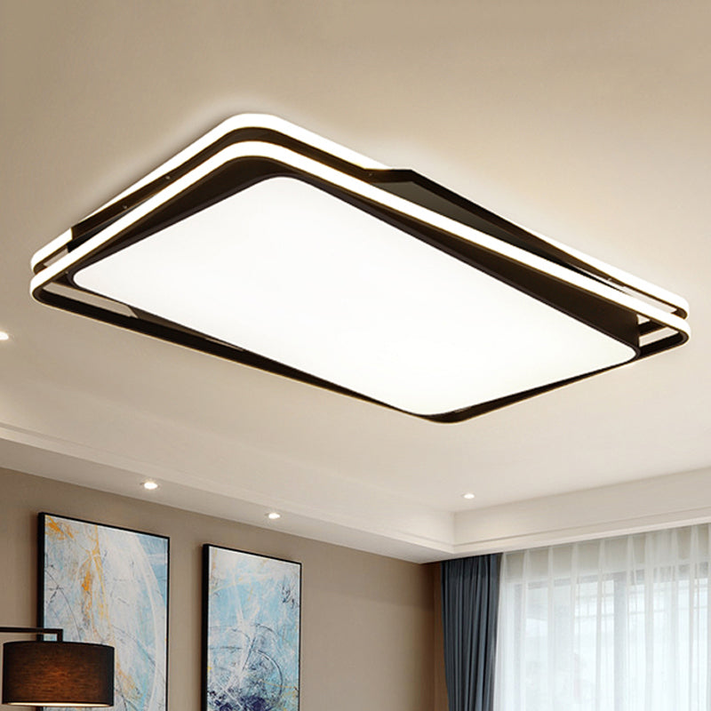 Black Geometrical Flush Mount Ceiling Lamp Minimalist LED Metal Ceiling Lighting in White/Warm Light, 23.5"/35.5" Wide Clearhalo 'Ceiling Lights' 'Close To Ceiling Lights' 'Close to ceiling' 'Flush mount' Lighting' 245138