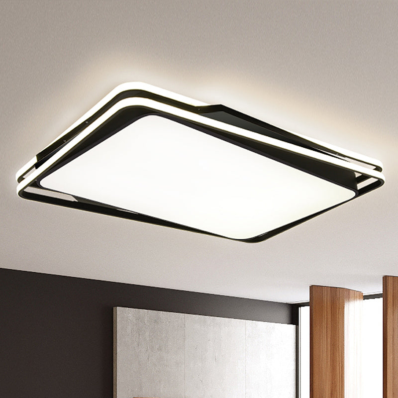 Black Geometrical Flush Mount Ceiling Lamp Minimalist LED Metal Ceiling Lighting in White/Warm Light, 23.5"/35.5" Wide Clearhalo 'Ceiling Lights' 'Close To Ceiling Lights' 'Close to ceiling' 'Flush mount' Lighting' 245139