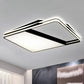 Modernism Splicing Trapezoid Flush Ceiling Lighting Metal LED Living Room Ceiling Fixture in White/Warm Light, 23.5"/35.5" Wide Black Warm Clearhalo 'Ceiling Lights' 'Close To Ceiling Lights' 'Close to ceiling' 'Flush mount' Lighting' 245168