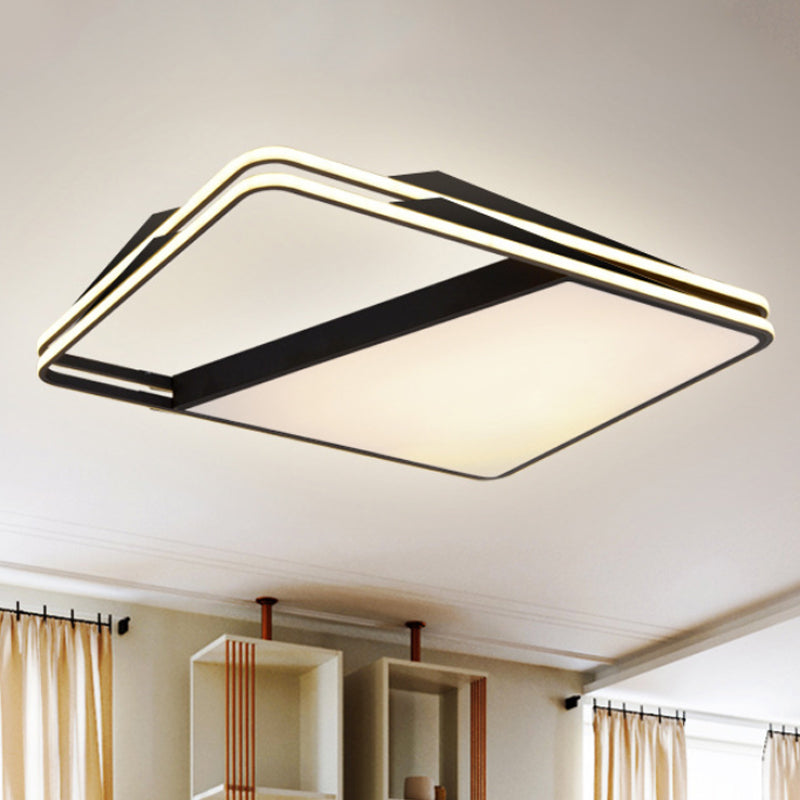 Modernism Splicing Trapezoid Flush Ceiling Lighting Metal LED Living Room Ceiling Fixture in White/Warm Light, 23.5"/35.5" Wide Clearhalo 'Ceiling Lights' 'Close To Ceiling Lights' 'Close to ceiling' 'Flush mount' Lighting' 245169