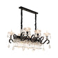 9 Lights Flared Suspension Pendant Vintage Black Clear Crystal Prism Island Lamp with Scroll Arm Clearhalo 'Ceiling Lights' 'Island Lights' Lighting' 2451714
