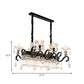 9 Lights Flared Suspension Pendant Vintage Black Clear Crystal Prism Island Lamp with Scroll Arm Clearhalo 'Ceiling Lights' 'Island Lights' Lighting' 2451715