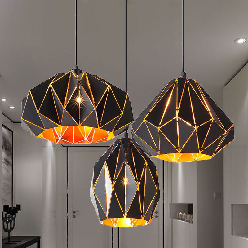 Origami Style Pendant Light 1 Light Metallic Ceiling Hanging Lamp in Black for Cafe Restaurant Clearhalo 'Ceiling Lights' 'Modern Pendants' 'Modern' 'Pendant Lights' 'Pendants' Lighting' 245236