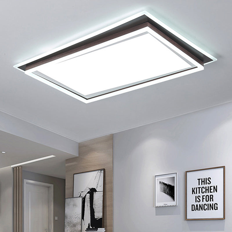Square/Rectangular Flush Mount Lamp Modern Metal Led White Flush Mount Ceiling Fixture with Recessed Diffuser in White/Warm Light, 16"/19.5"/35.5" Wide White 35.5" White Clearhalo 'Ceiling Lights' 'Close To Ceiling Lights' 'Close to ceiling' 'Flush mount' Lighting' 245240