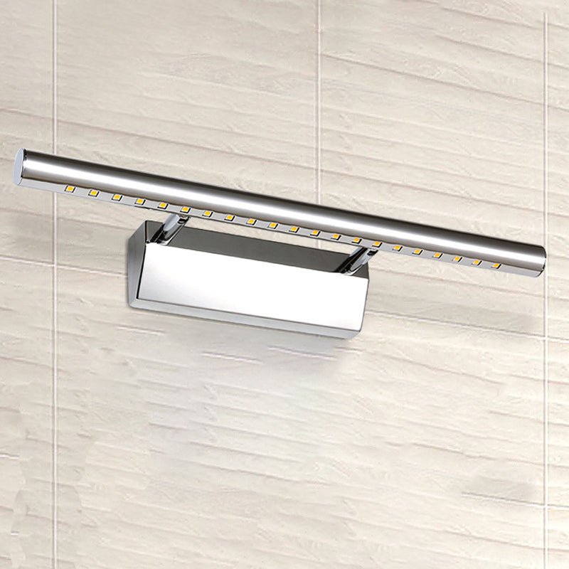 Modern Style Cylinder Vanity Wall Sconce Metallic 10"/16" W LED Bathroom Wall Mounted Lamp in Chrome, Warm/White Light - Chrome - Clearhalo - 'Cast Iron' - 'Glass' - 'Industrial' - 'Modern wall lights' - 'Modern' - 'Tiffany' - 'Traditional wall lights' - 'Vanity Lights' - 'Wall Lights' - Lighting' - 245290