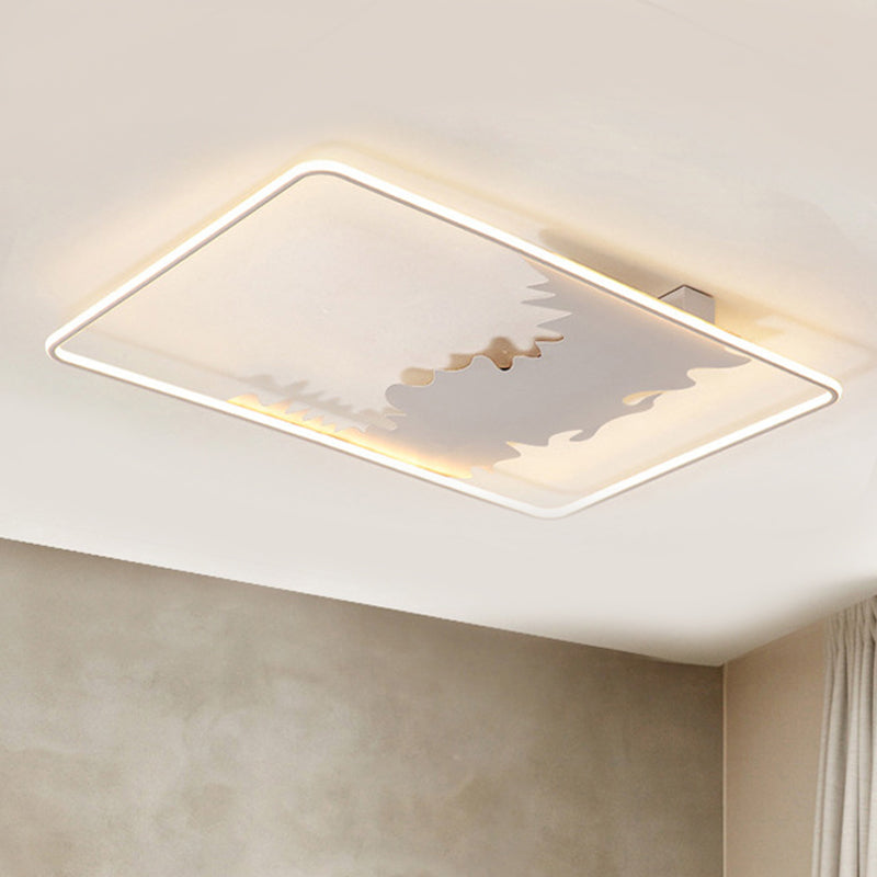 Oblong Ceiling Flush Art Deco Metal LED White Flush Lighting with Acrylic Diffuser in White/Warm Light, 34.5"/39" Wide White Clearhalo 'Ceiling Lights' 'Close To Ceiling Lights' 'Close to ceiling' 'Flush mount' Lighting' 245302