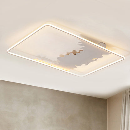 Oblong Ceiling Flush Art Deco Metal LED White Flush Lighting with Acrylic Diffuser in White/Warm Light, 34.5"/39" Wide White Clearhalo 'Ceiling Lights' 'Close To Ceiling Lights' 'Close to ceiling' 'Flush mount' Lighting' 245302
