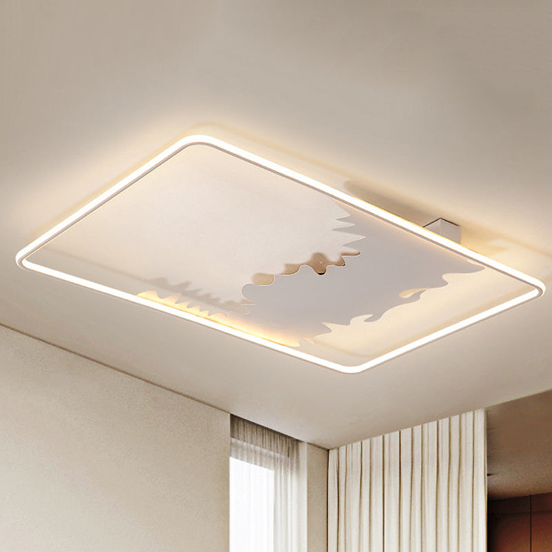 Oblong Ceiling Flush Art Deco Metal LED White Flush Lighting with Acrylic Diffuser in White/Warm Light, 34.5"/39" Wide Clearhalo 'Ceiling Lights' 'Close To Ceiling Lights' 'Close to ceiling' 'Flush mount' Lighting' 245303