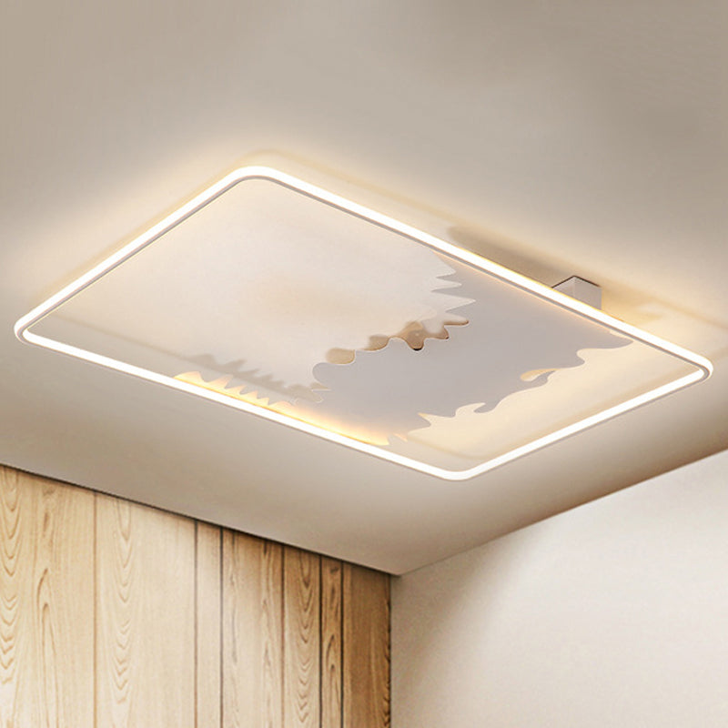 Oblong Ceiling Flush Art Deco Metal LED White Flush Lighting with Acrylic Diffuser in White/Warm Light, 34.5"/39" Wide Clearhalo 'Ceiling Lights' 'Close To Ceiling Lights' 'Close to ceiling' 'Flush mount' Lighting' 245304