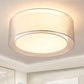 18"/19.5" Wide Drum Fabric Flush Mount Modernist 4 Lights Silver/Coffee Flush Mount Light Fixture for Bedroom Silver Clearhalo 'Ceiling Lights' 'Close To Ceiling Lights' 'Close to ceiling' 'Flush mount' Lighting' 245349