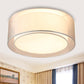 18"/19.5" Wide Drum Fabric Flush Mount Modernist 4 Lights Silver/Coffee Flush Mount Light Fixture for Bedroom Clearhalo 'Ceiling Lights' 'Close To Ceiling Lights' 'Close to ceiling' 'Flush mount' Lighting' 245350