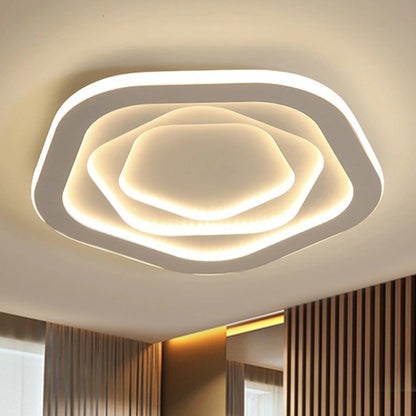 16"/19.5"/23.5" W Simple LED Acrylic Flush Mount White Pentagon Flush Ceiling Light with Acrylic Shade, Warm/White Light White Warm Clearhalo 'Ceiling Lights' 'Close To Ceiling Lights' 'Close to ceiling' 'Flush mount' Lighting' 245513