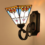 Stained Glass Wall Lighting with Baroque/Flower/Gem/Magnolia Pattern Tiffany 1 Light Indoor Sconce Light in Blue Clearhalo 'Industrial' 'Middle century wall lights' 'Tiffany wall lights' 'Tiffany' 'Wall Lamps & Sconces' 'Wall Lights' Lighting' 24557