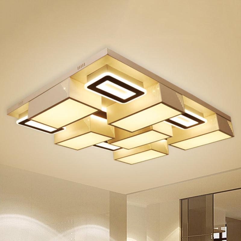 21.5"/29.5" Wide Block Flush Ceiling Light Modern Acrylic LED Living Room Flushmount Light in Warm/White/Natural Light White 29.5" Warm Clearhalo 'Ceiling Lights' 'Close To Ceiling Lights' 'Close to ceiling' 'Flush mount' Lighting' 245692