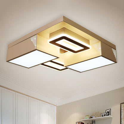 21.5"/29.5" Wide Block Flush Ceiling Light Modern Acrylic LED Living Room Flushmount Light in Warm/White/Natural Light White 21.5" Clearhalo 'Ceiling Lights' 'Close To Ceiling Lights' 'Close to ceiling' 'Flush mount' Lighting' 245695
