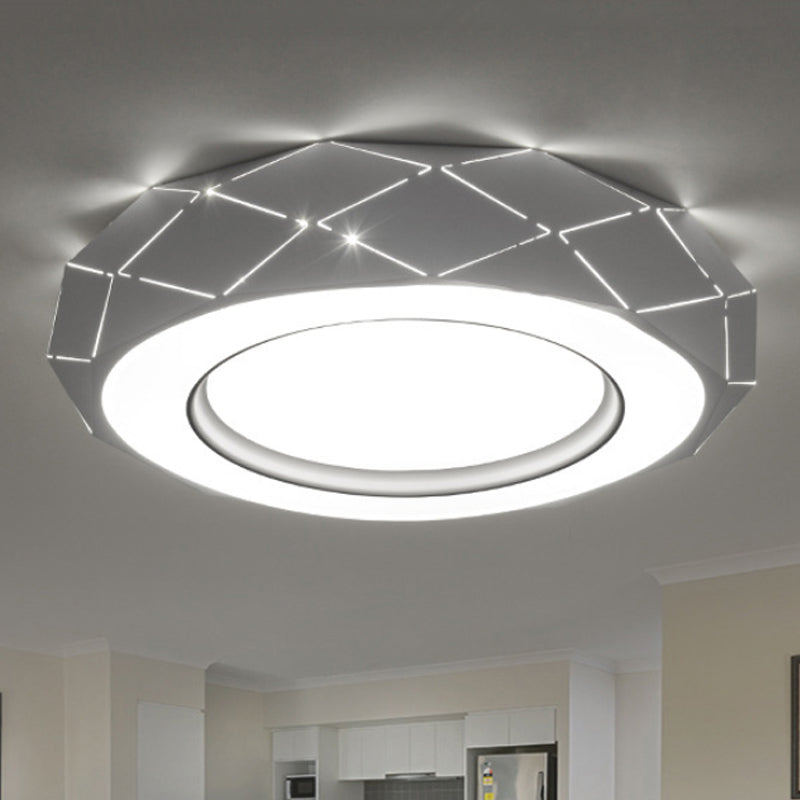 Hollowed Out Acrylic Shade Flush Mount LED Flush Ceiling Light in White, 11"/19.5"/24.5" Wide White Clearhalo 'Ceiling Lights' 'Close To Ceiling Lights' 'Close to ceiling' 'Flush mount' Lighting' 245698