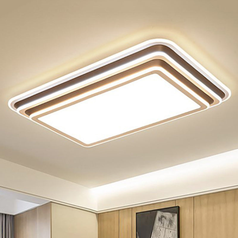 LED Living Room Flush Light White Ceiling Flush Mount with Square/Rectangular Acrylic Shade in Warm/White Light White Warm Rectangle Clearhalo 'Ceiling Lights' 'Close To Ceiling Lights' 'Close to ceiling' 'Flush mount' Lighting' 245901