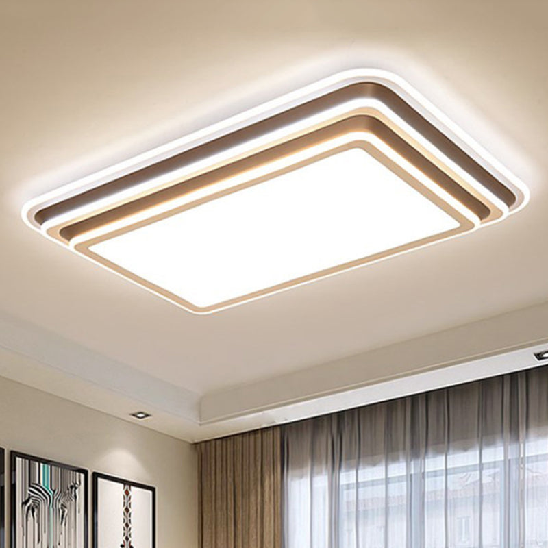 LED Living Room Flush Light White Ceiling Flush Mount with Square/Rectangular Acrylic Shade in Warm/White Light White White Rectangle Clearhalo 'Ceiling Lights' 'Close To Ceiling Lights' 'Close to ceiling' 'Flush mount' Lighting' 245902