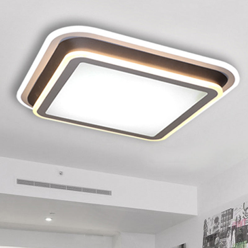 LED Living Room Flush Light White Ceiling Flush Mount with Square/Rectangular Acrylic Shade in Warm/White Light Clearhalo 'Ceiling Lights' 'Close To Ceiling Lights' 'Close to ceiling' 'Flush mount' Lighting' 245904
