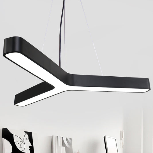 Metal Y-Shaped Pendant Lamp Contemporary LED Hanging Ceiling Light for Gymnasium Black Clearhalo 'Ceiling Lights' 'Modern Pendants' 'Modern' 'Pendant Lights' 'Pendants' Lighting' 2459843