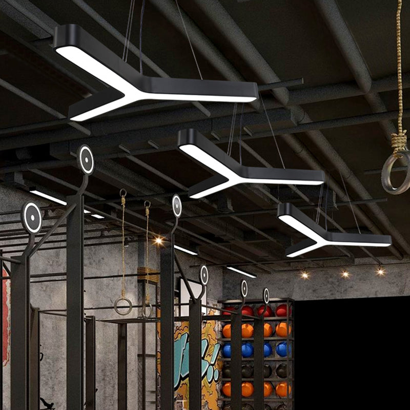Metal Y-Shaped Pendant Lamp Contemporary LED Hanging Ceiling Light for Gymnasium Clearhalo 'Ceiling Lights' 'Modern Pendants' 'Modern' 'Pendant Lights' 'Pendants' Lighting' 2459845