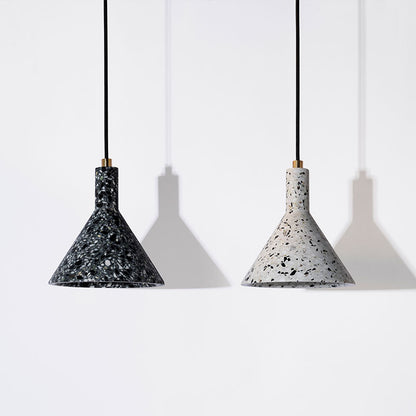 Funnel Shaped Pendulum Light Simplicity Terrazzo 1 Head Dining Room Hanging Pendant Light Black Clearhalo 'Ceiling Lights' 'Modern Pendants' 'Modern' 'Pendant Lights' 'Pendants' Lighting' 2459864