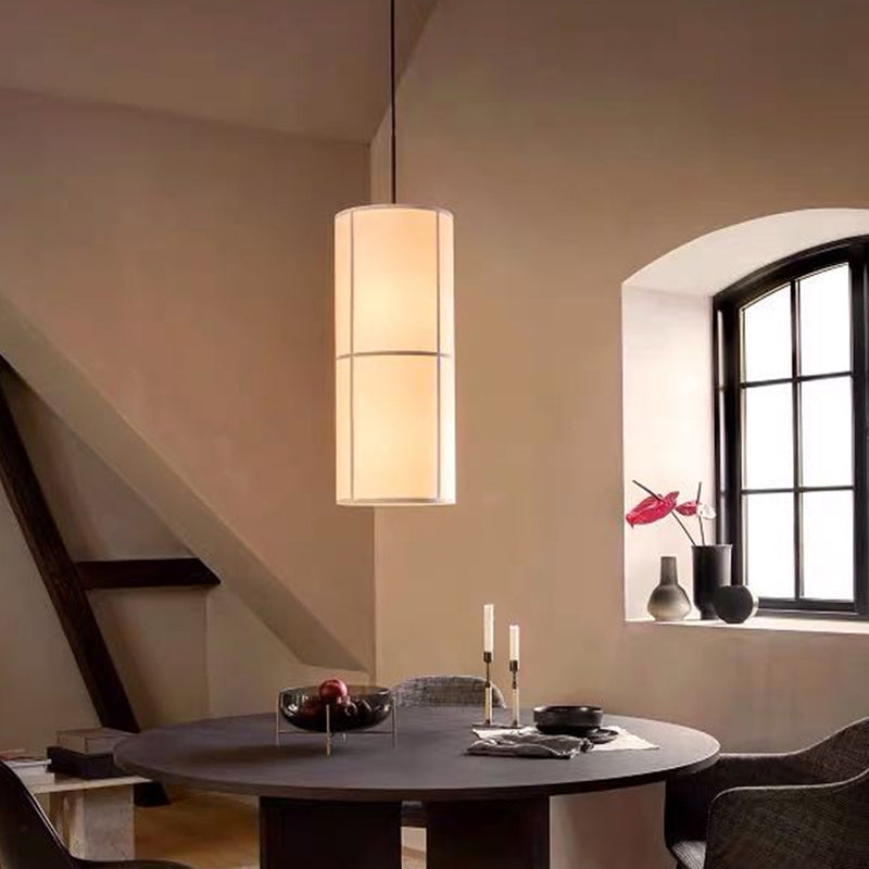 White Cylindrical Suspension Lamp Minimalist 1 Head Fabric Ceiling Pendant for Dining Room White Clearhalo 'Ceiling Lights' 'Modern Pendants' 'Modern' 'Pendant Lights' 'Pendants' Lighting' 2459866