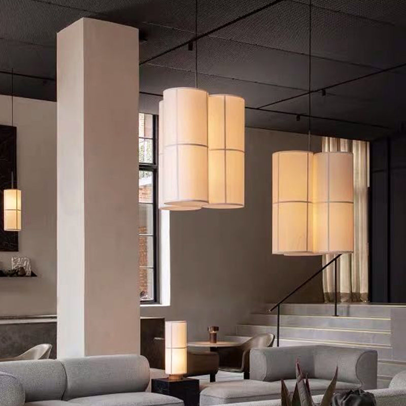 White Cylindrical Suspension Lamp Minimalist 1 Head Fabric Ceiling Pendant for Dining Room White Clearhalo 'Ceiling Lights' 'Modern Pendants' 'Modern' 'Pendant Lights' 'Pendants' Lighting' 2459867