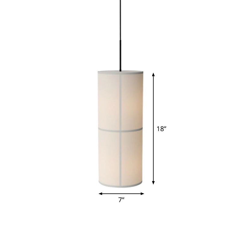 White Cylindrical Suspension Lamp Minimalist 1 Head Fabric Ceiling Pendant for Dining Room Clearhalo 'Ceiling Lights' 'Modern Pendants' 'Modern' 'Pendant Lights' 'Pendants' Lighting' 2459869