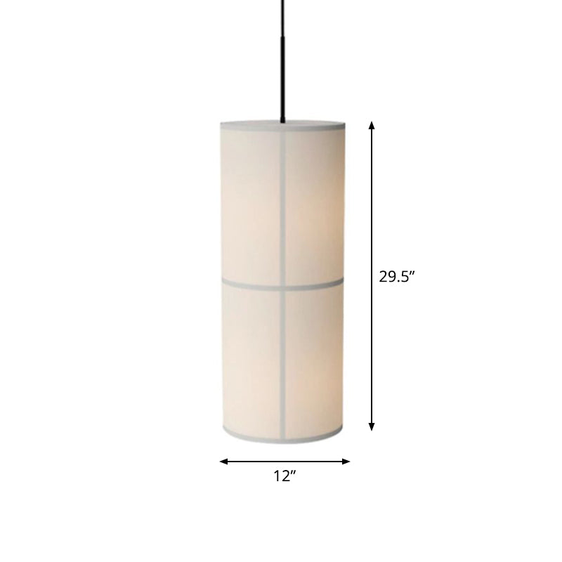 White Cylindrical Suspension Lamp Minimalist 1 Head Fabric Ceiling Pendant for Dining Room Clearhalo 'Ceiling Lights' 'Modern Pendants' 'Modern' 'Pendant Lights' 'Pendants' Lighting' 2459871