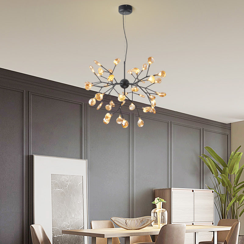 Heracleum LED Chandelier Artistic Tan Blown Glass Dining Room Hanging Ceiling Light Clearhalo 'Ceiling Lights' 'Chandeliers' 'Modern Chandeliers' 'Modern' Lighting' 2459875