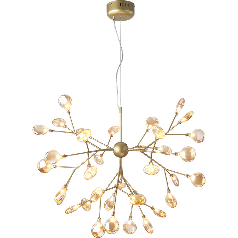 Heracleum LED Chandelier Artistic Tan Blown Glass Dining Room Hanging Ceiling Light Clearhalo 'Ceiling Lights' 'Chandeliers' 'Modern Chandeliers' 'Modern' Lighting' 2459877